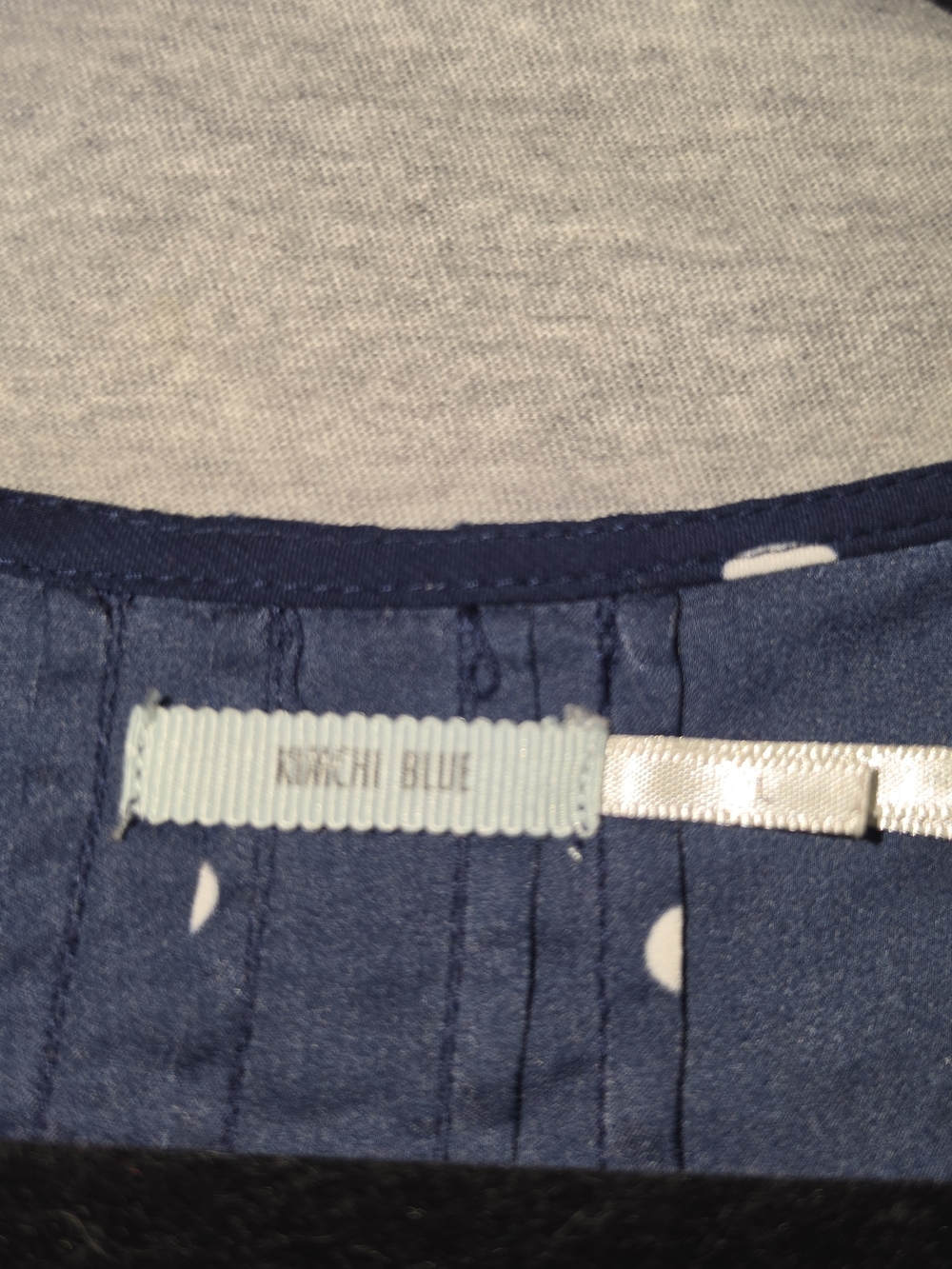 Classic Navy Polka Dot Button-Front Dress - Picture 2 of 6